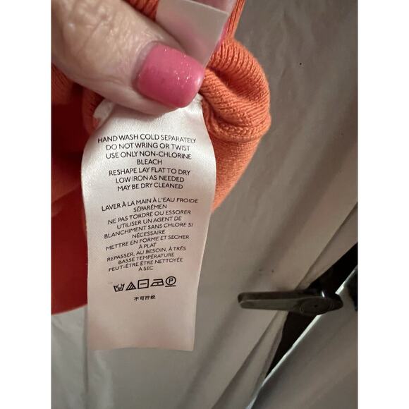 By Anthropologie Orange Faux Button Down Tank Sweater Sz L Lightweight - Picture 5 of 6